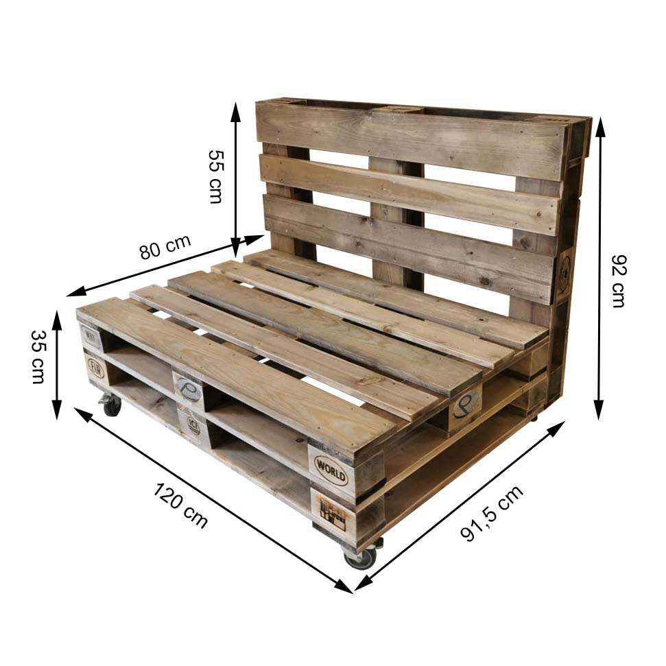 Paletten Sofa - 3 teilige Lounge-Kombination "Old PERTHONE"
