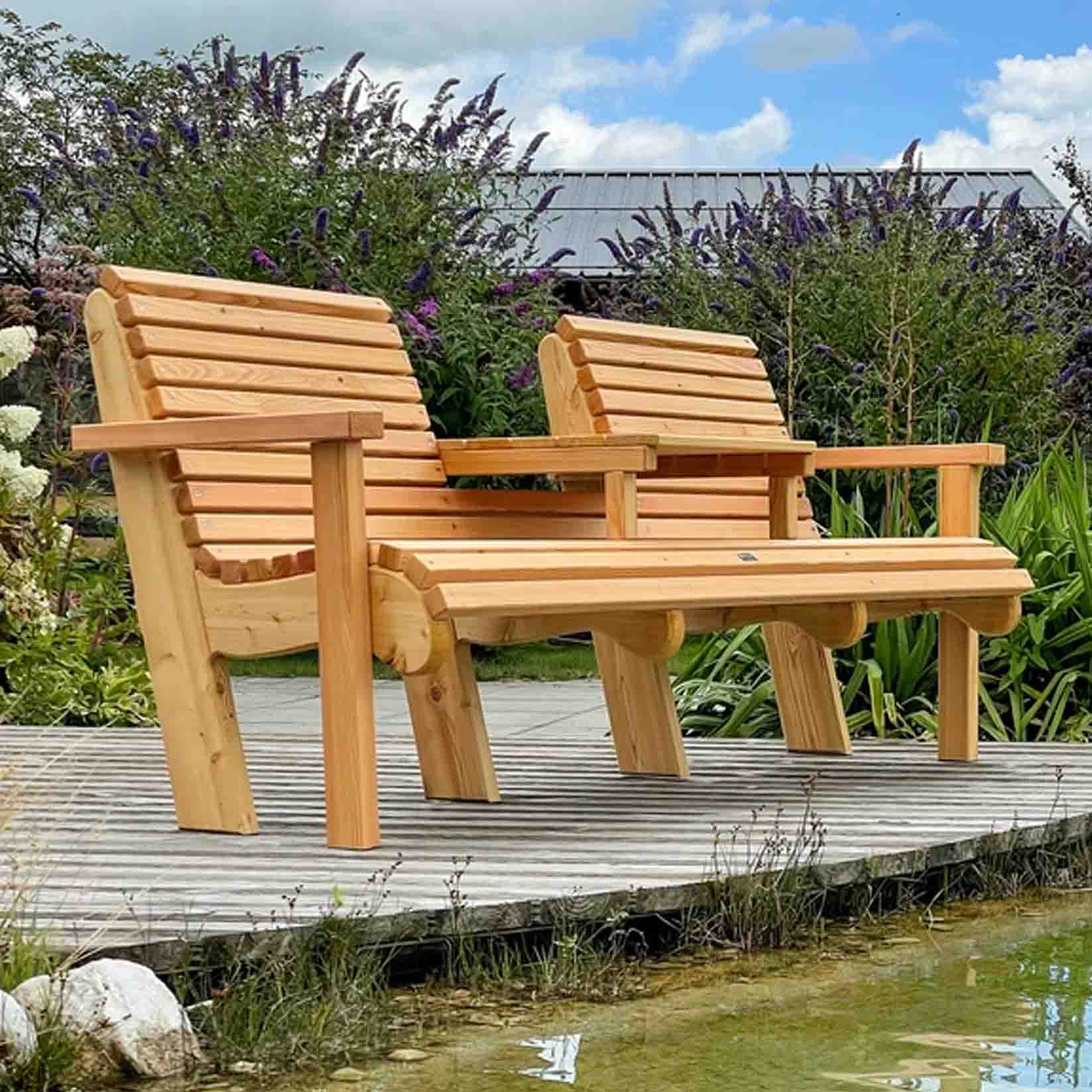 Hausbank / Gartenbank massives Lärchenholz "LUGANO"