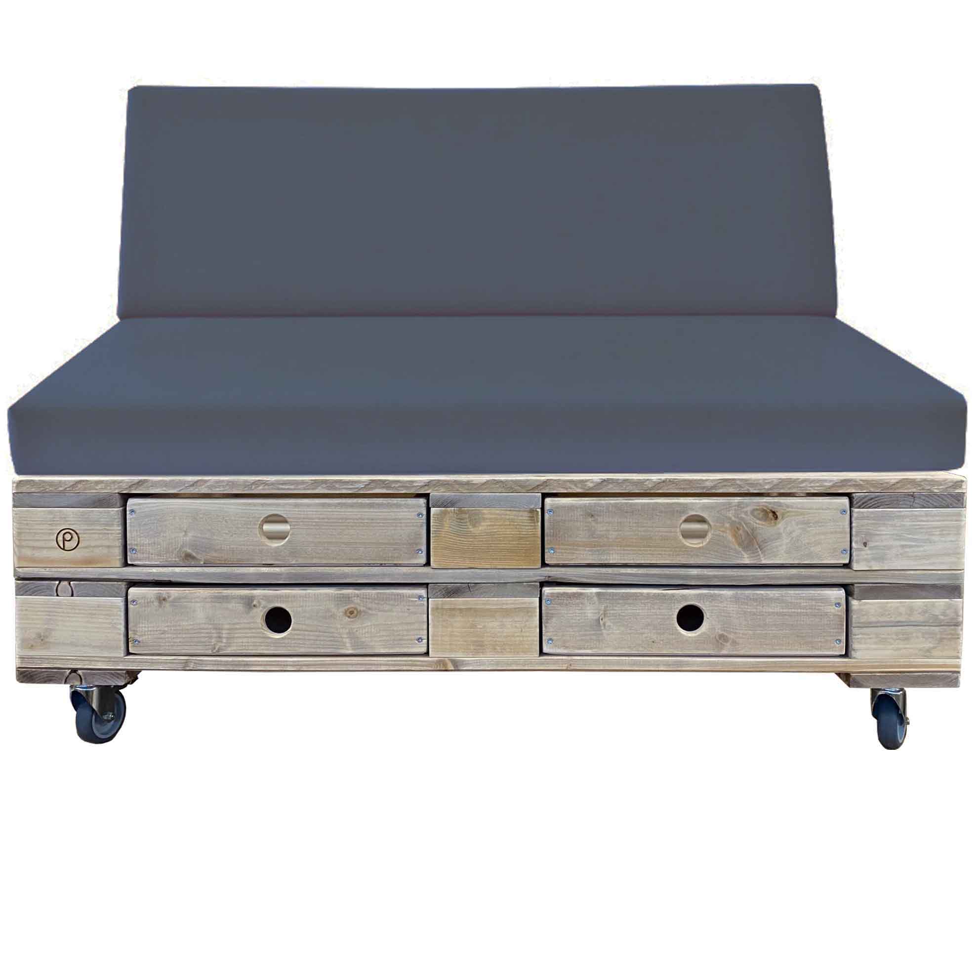Palettenmöbel: Paletten Sofa, Lounge-Sofa mit Schubladen "PERTHONE  S-L"