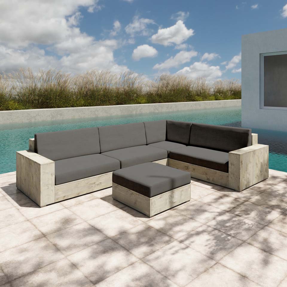 Bauholz - Luxus Lounge / Lounge - Eckbank XXL "COFETE" Bauholz - Luxus Lounge / Lounge - Eckbank XXL "COFETE"
