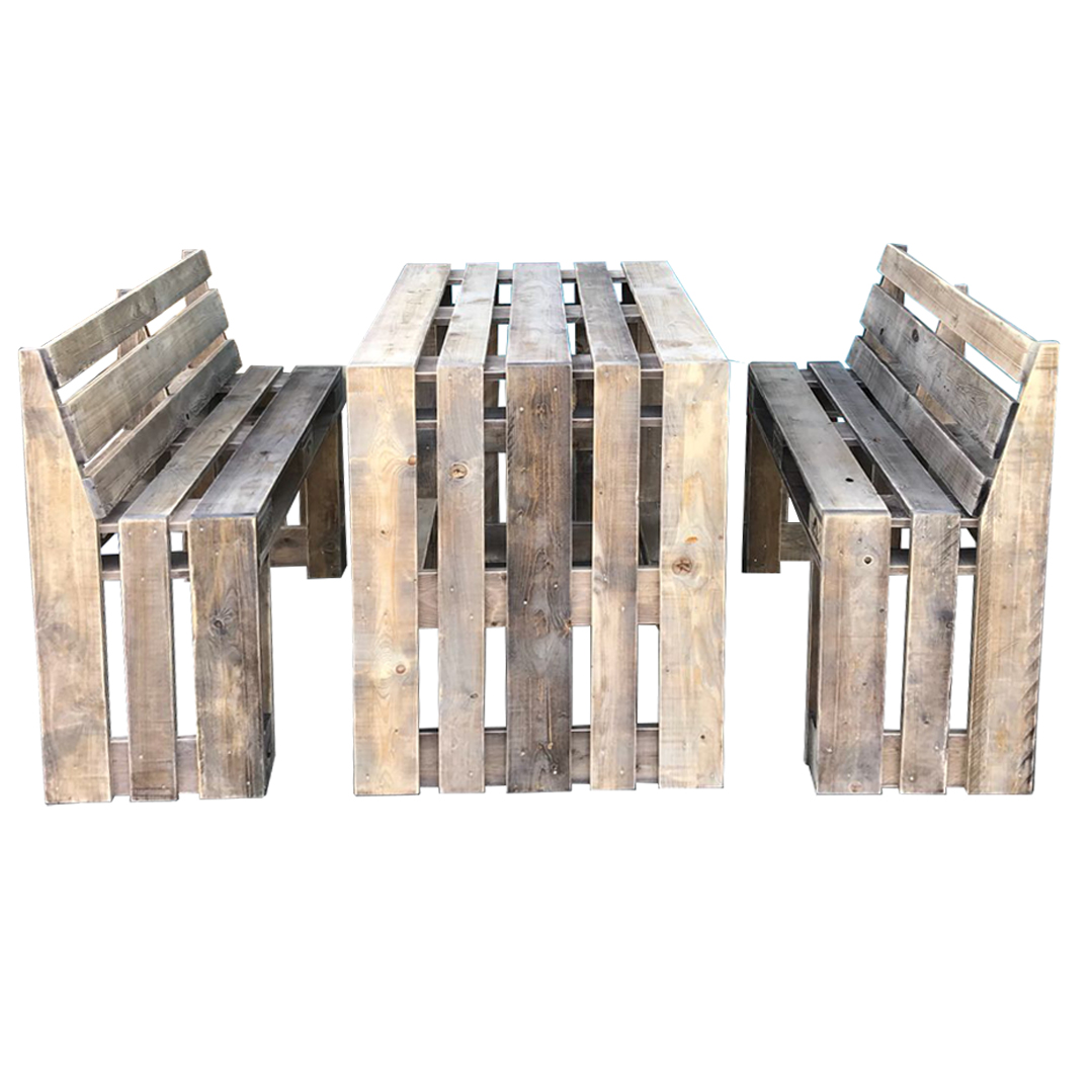 Esstisch-Garnitur-Garten-Set-aus Paletten-Palettenmöbel
