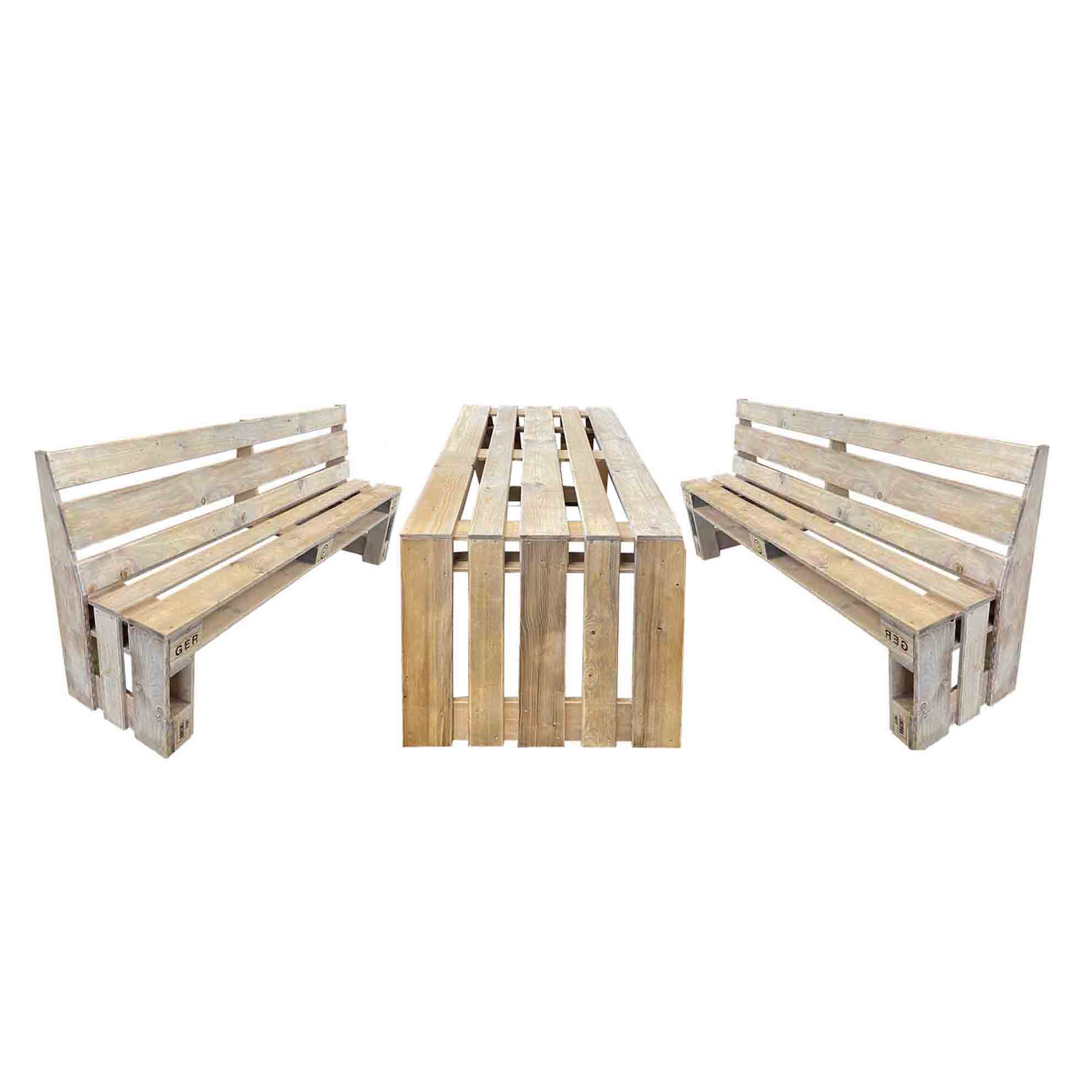 Esstisch-Garnitur-Garten-Set-aus Paletten-Palettenmöbel