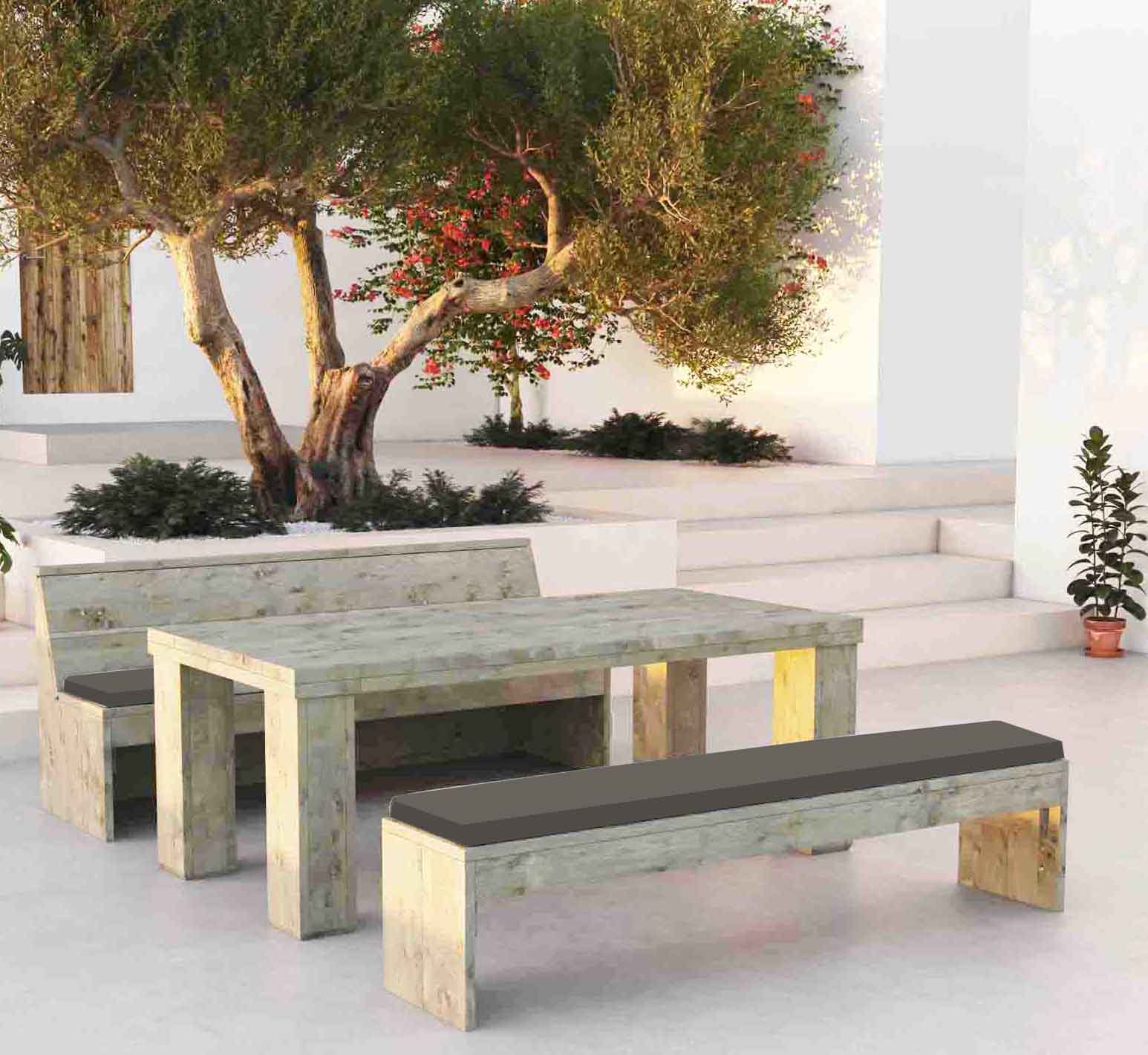 Bauholzmöbel Stil: Esstisch Garnitur "RICCIONE"