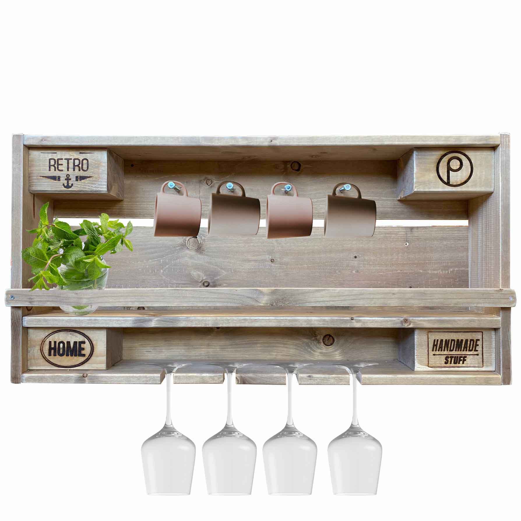 Palettenmöbel Tassen- und Gläser-Regal TEHURU Palettenmöbel Tassen- und Gläser-Regal TEHURU