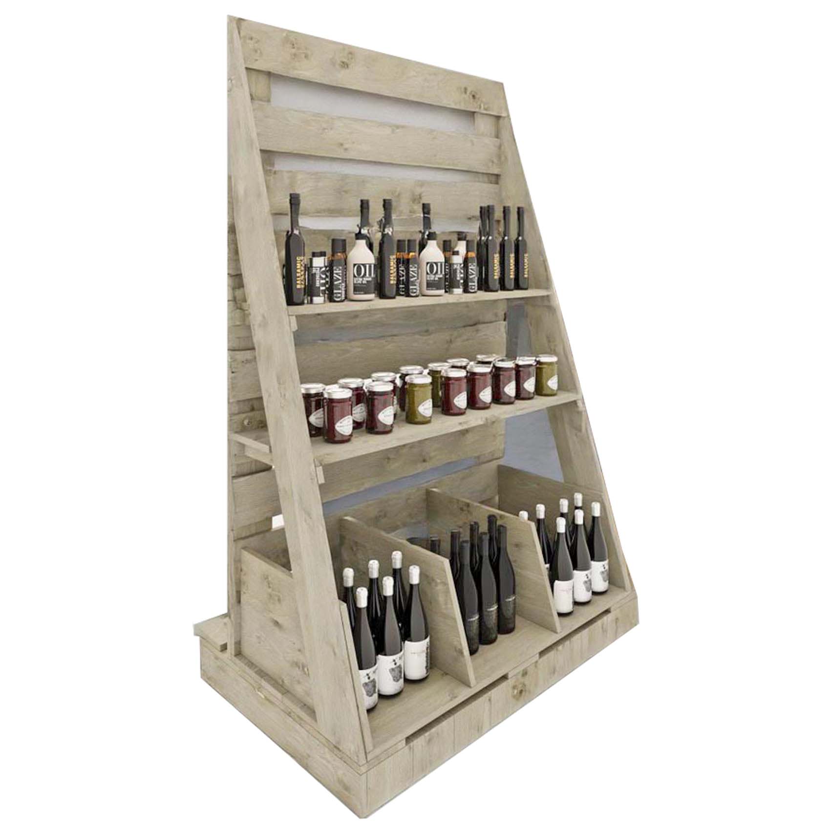 Palettenmöbel:  Produktregal, Warenpräsenter "MENSOLA"