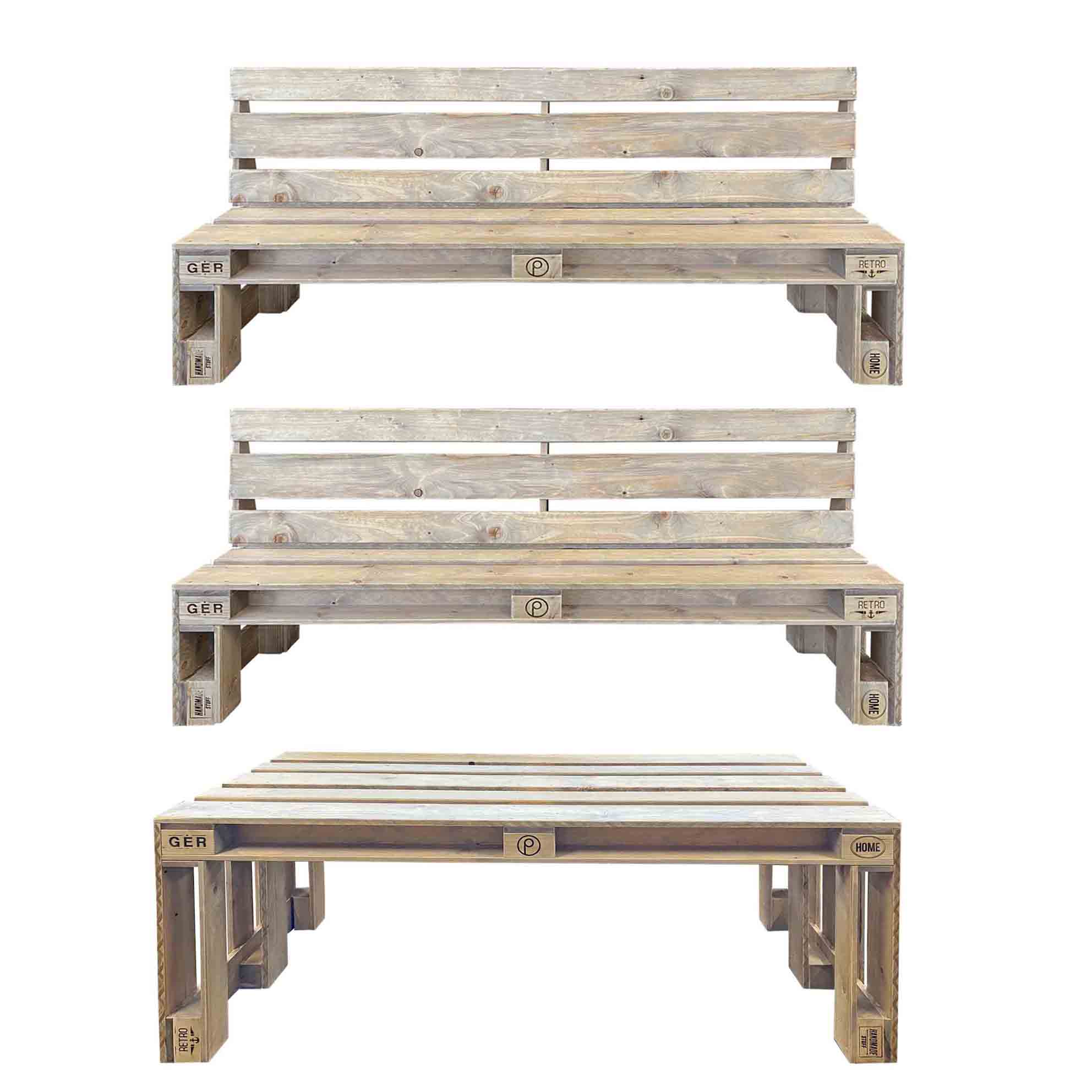 Esstisch-Garnitur-Garten-Set-aus Paletten-Palettenmöbel