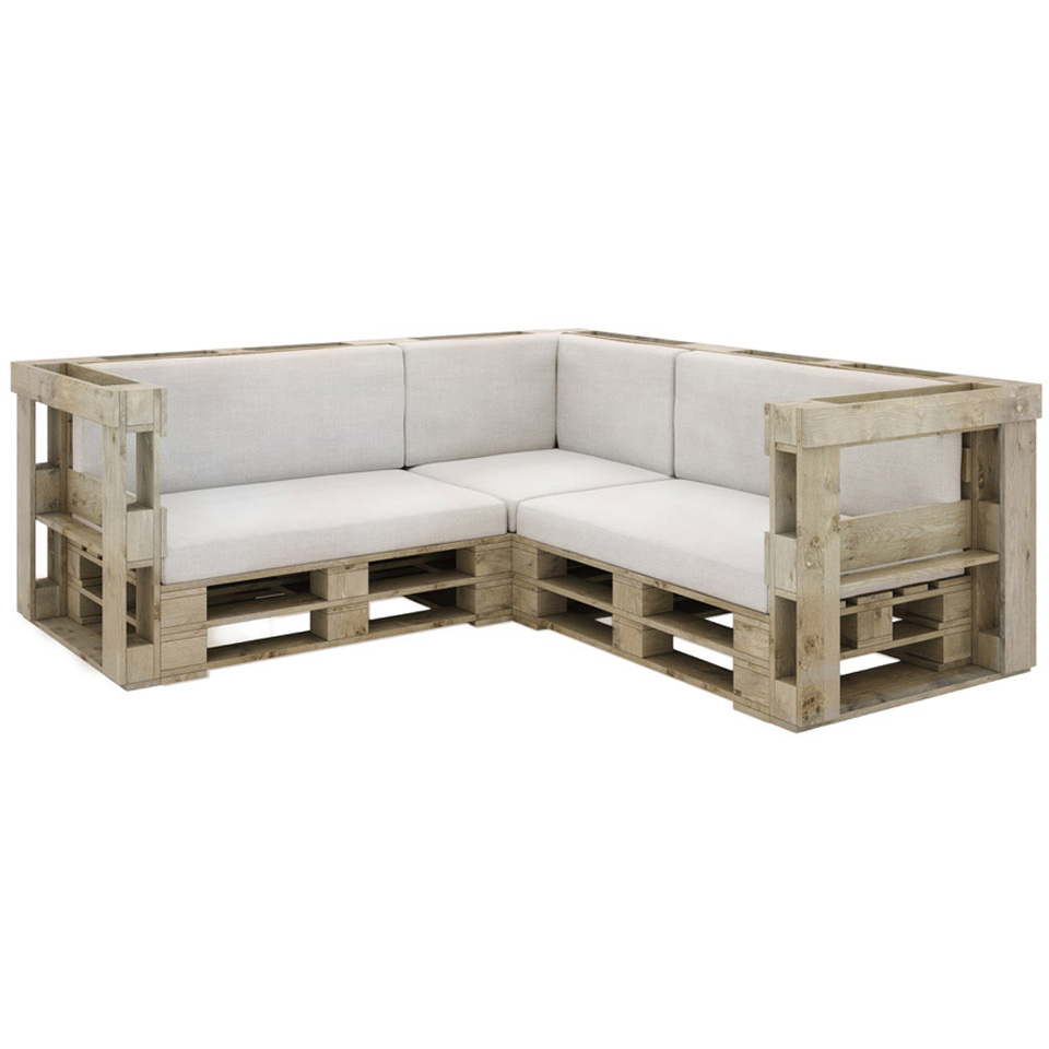Palettenmöbel: Paletten Sofa - 3 teilige Lounge- Kombination  "PERTHONE CLASSIC-Back"