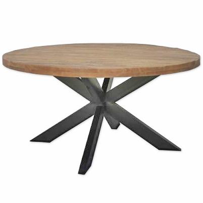 Runder Esstisch Mangoholz / Stahl "GAPAN" 130 - 150