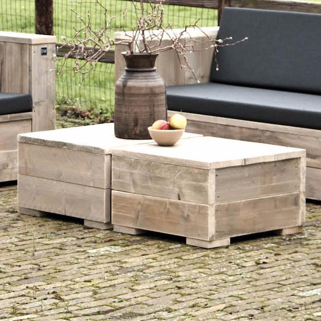 Bauholz - Loungetisch - Beistelltisch "POZO"  60 - 100 cm